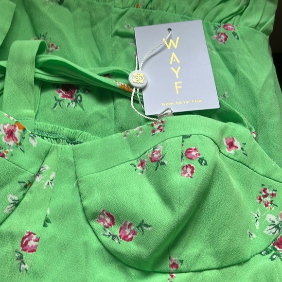 WAYF NEW Wrap Front Tie Strap Mini Dress in Mint Ditsy, Women’s Sz S - Picture 10 of 12